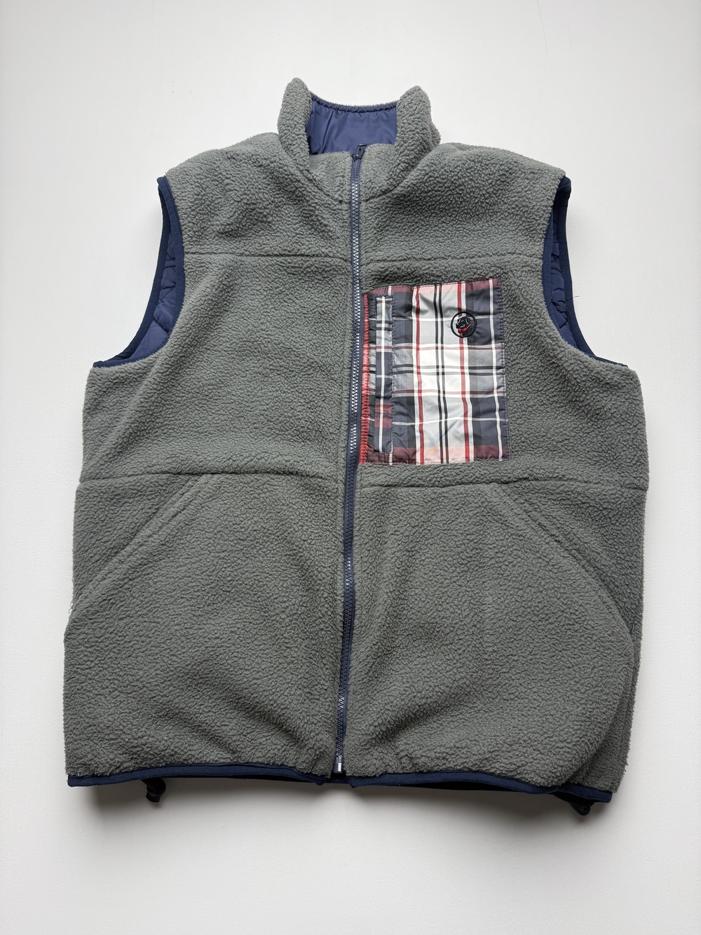 Southern Proper Vest Mens Small Blue Quilted Reversible Fleece Full Zip Outdoor